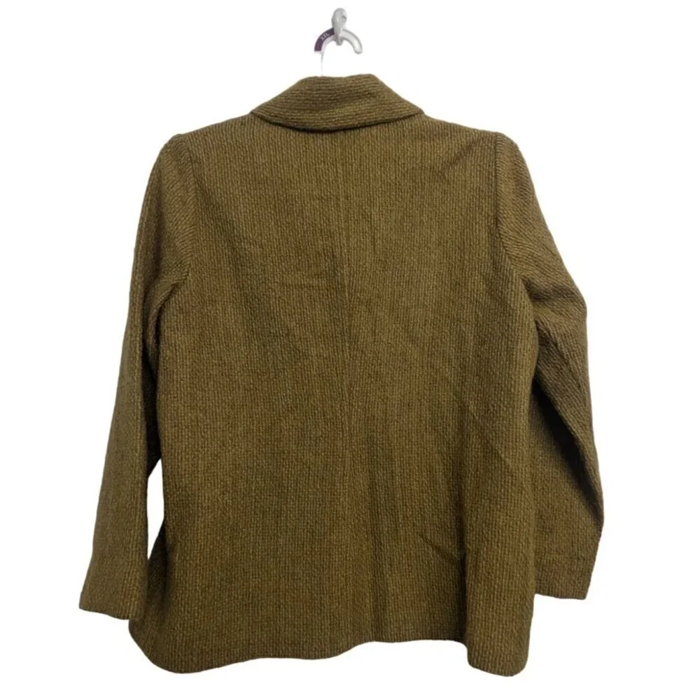 Eileen Fisher Wool Blend Textured Knit Blazer PM Pockets Button Front Golden - Picture 3 of 6